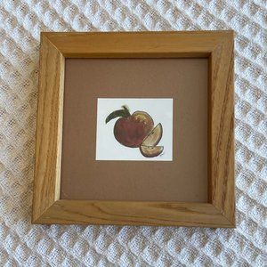 Wooden Framed Watercolor Apple Painting